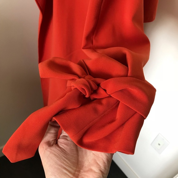 H&M Long Flowy Orange Trench Coat w/ Cuff Ties - Picture 3 of 7